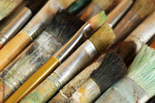 Different paintbrushes close up