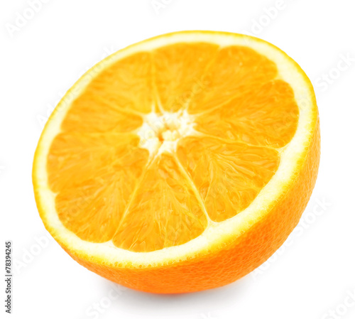 Juicy half of orange isolated on white