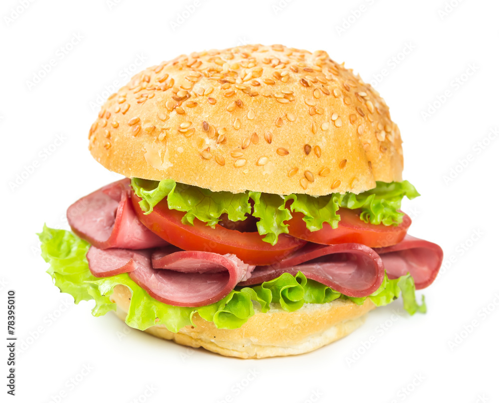 Sandwich with ham and tomatoes Sandwich with ham and tomatoes