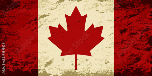 Canadian flag. Grunge background. Vector illustration