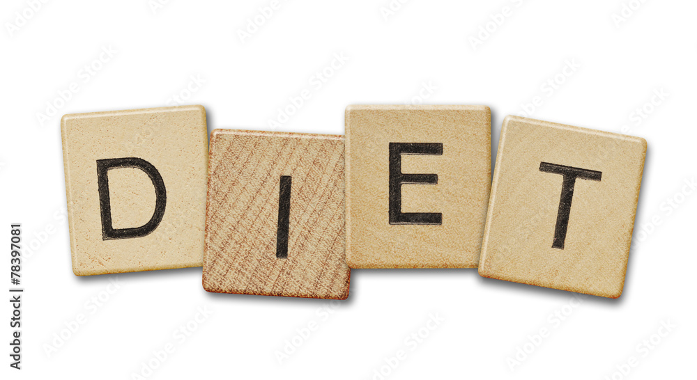Diet text on a wooden scrabble pieces Diet text on a wooden scrabble pieces