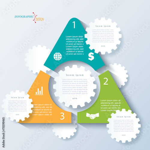 Template of business concept design with triangle, cogwheels