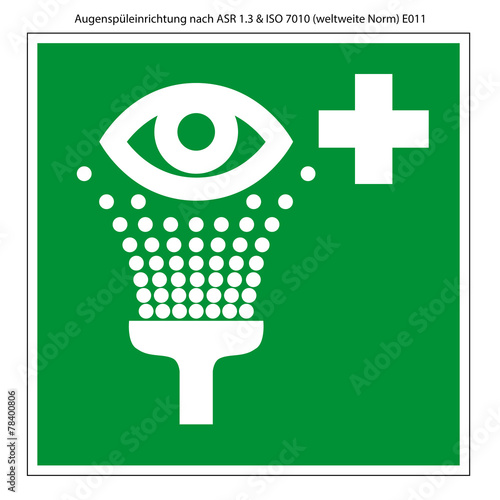 Augensprüheinrichtung Vorlage Schild nach ASR 1.3 und ISO 7010
