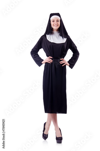 Nun isolated on the white background