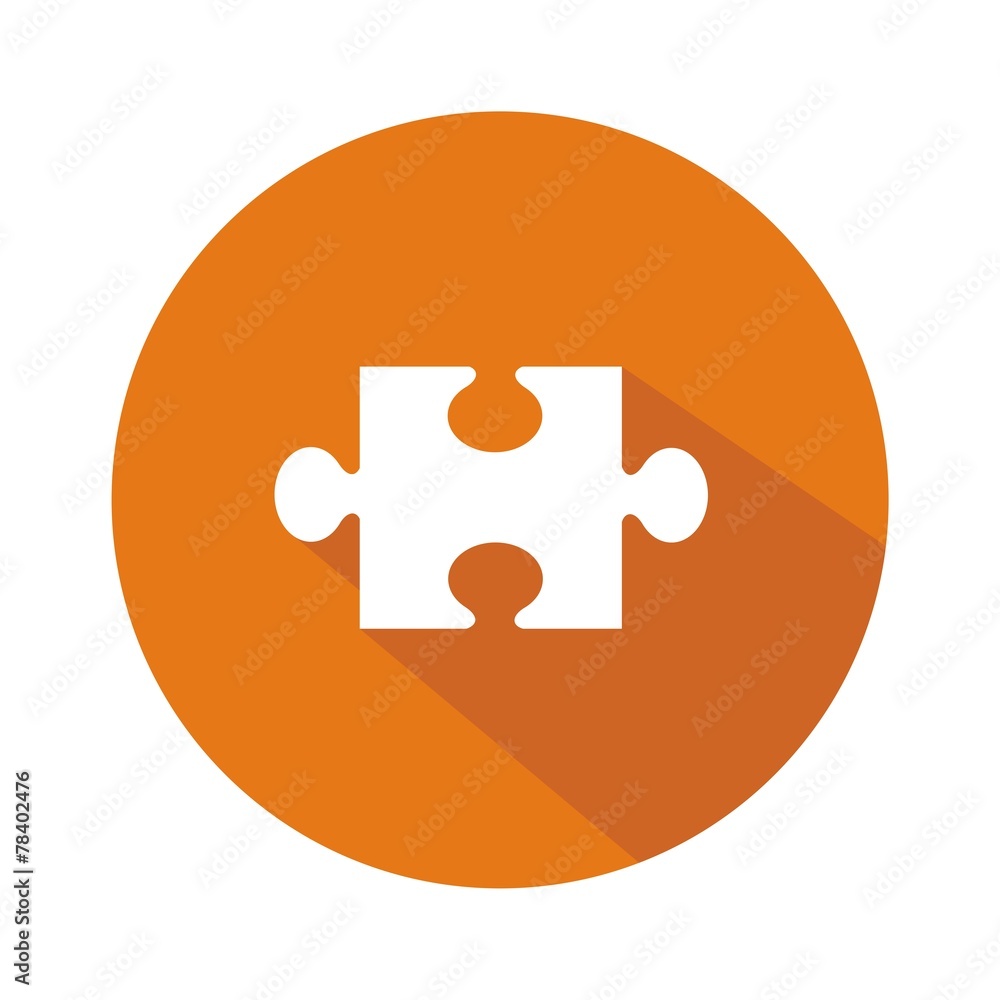 Icono rompecabezas naranja botón sombra Icono rompecabezas naranja botón sombra