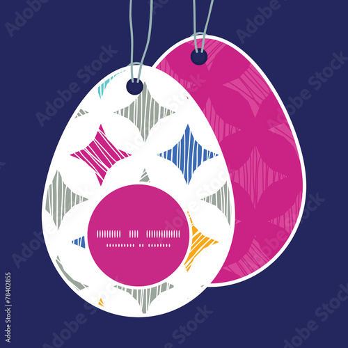 Vector colorful marble textured tiles Easter egg shaped tags set
