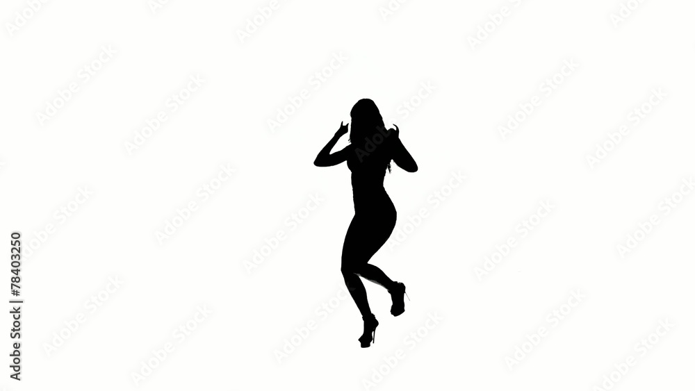 Dancing gogo girl silhouette on a white background Dancing gogo girl silhouette on a white background