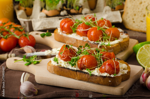 Roasted Cherry Tomato Sauce and Ricotta on Toast