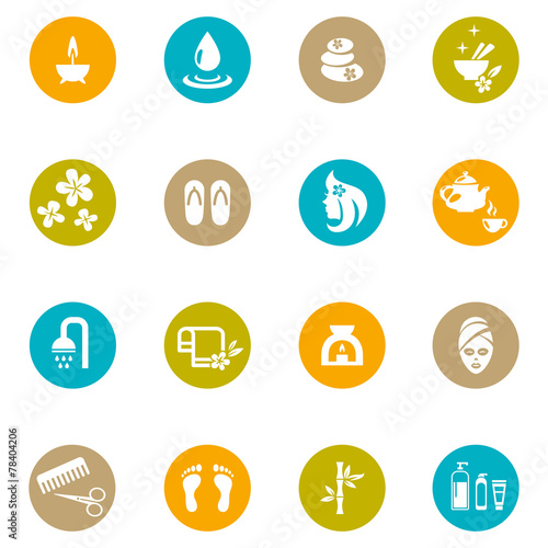 Colored Spa and Zen Icons on White