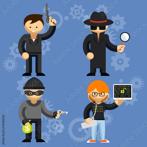 Vector characters involved in criminal activities