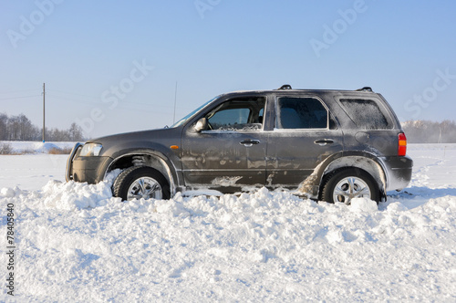 car stuck in the snow