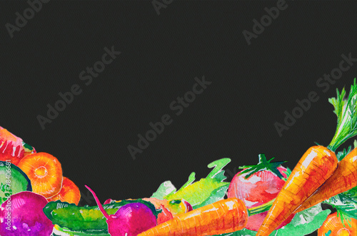 watercolor composition set with vegetables