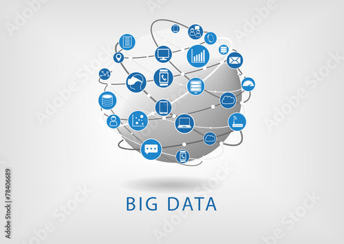 Big data connectivity with globe illustration infographic