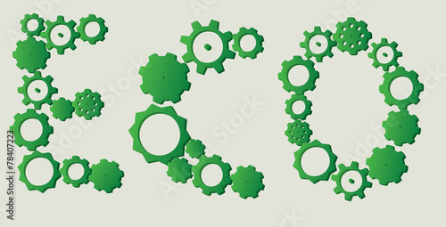 ECO sign made from different cogs