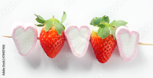 Heart Marshmallow and Strawberry on Stick