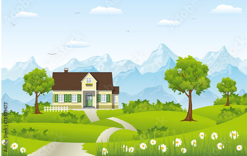 Sommerlandschaft mit Haus