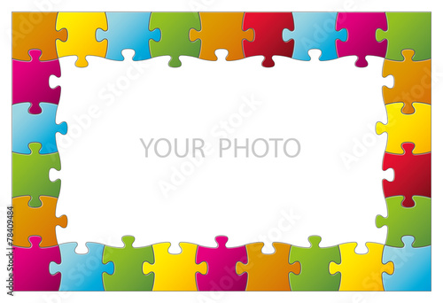 Buntes Puzzle als Rahmen