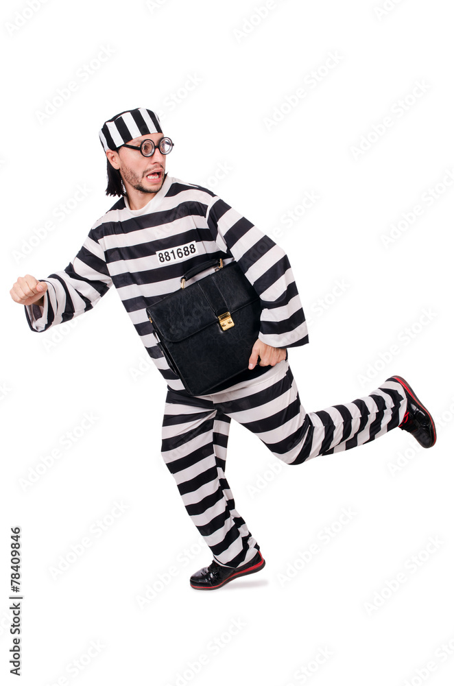 Prison inmate isolated on the white background Prison inmate isolated on the white background