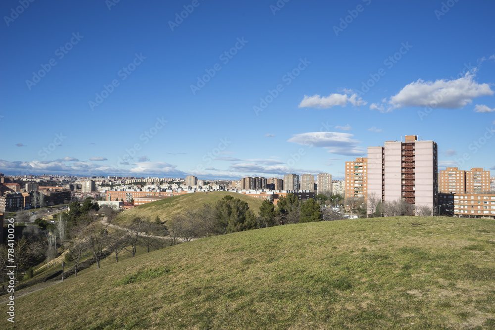 European architecture, Madrid skyline, views from Tio Pio Park