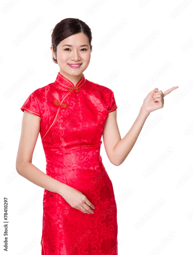 Chinese woman with finger point up Chinese woman with finger point up