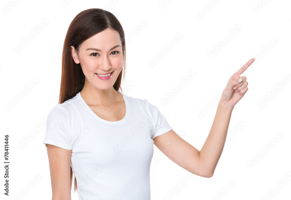 Woman with finger point up Woman with finger point up