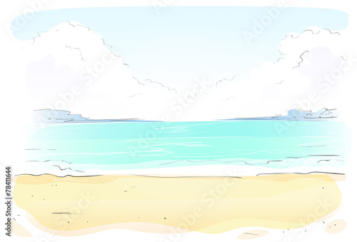 Sea Shore Sand beach Summer vacation. Vector