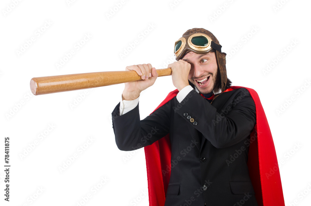 Man wearing red clothing in funny concept Man wearing red clothing in funny concept