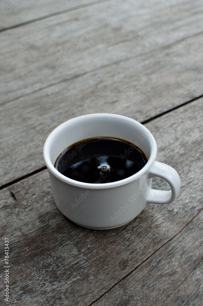 coffee white cup on wood background