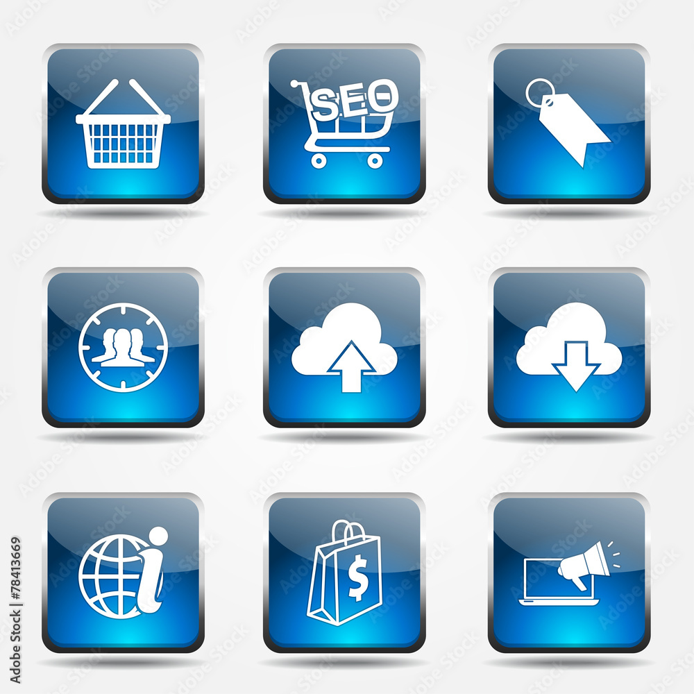 SEO Internet Sign Square Vector Blue Icon Design Set 7 SEO Internet Sign Square Vector Blue Icon Design Set 7