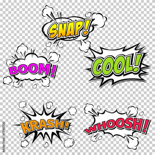 Collection multicolored comic sound Effects