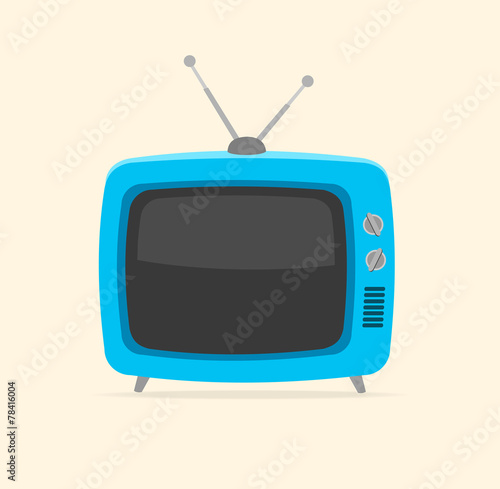 Vector blue retro tv Flat Design