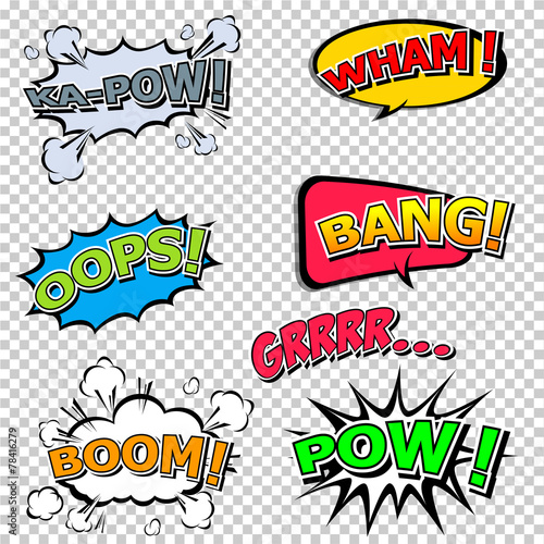 Collection multicolored comic sound Effects
