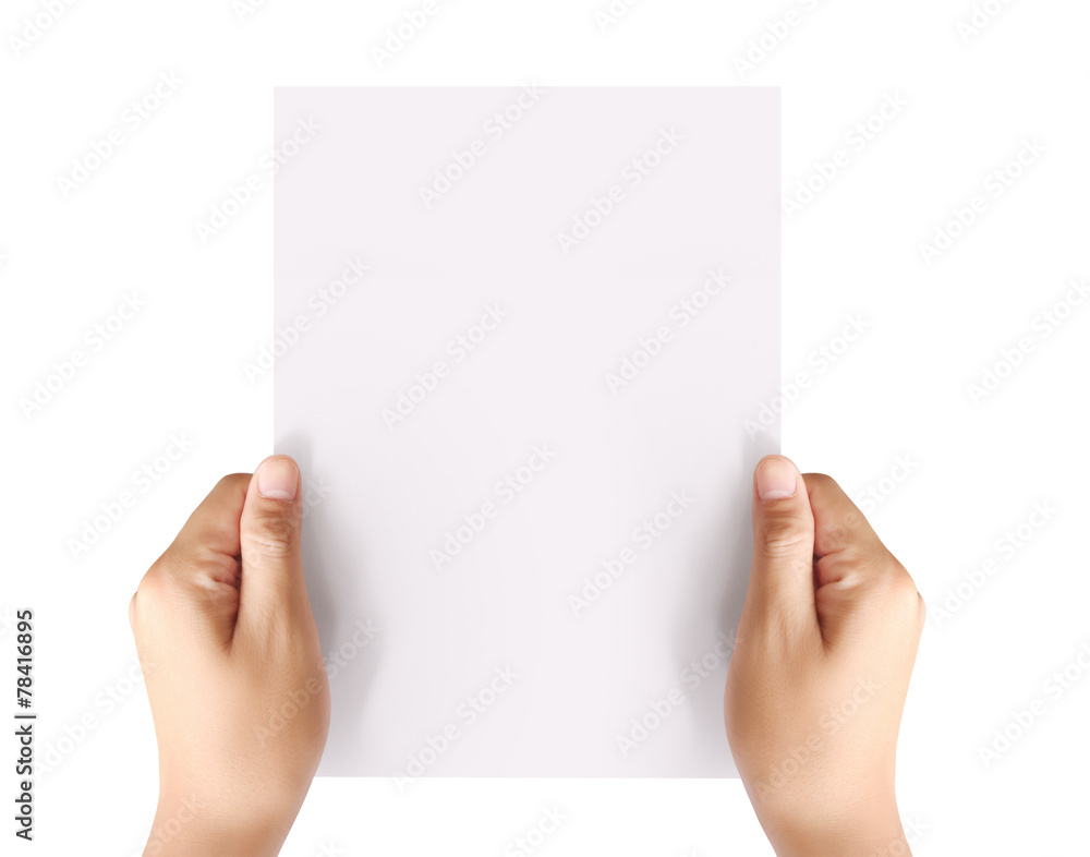 Obraz premium holding white blank A4 paper
