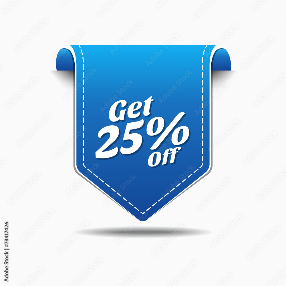 Get 25 Percent Blue Vector Icon Design Get 25 Percent Blue Vector Icon Design