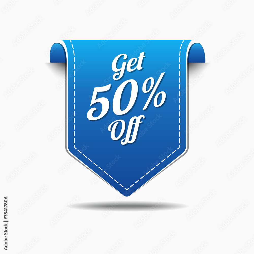 Get 50 Percent Blue Vector Icon Design Get 50 Percent Blue Vector Icon Design