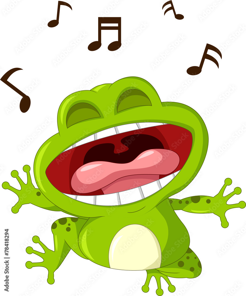 Fototapeta premium funny frog cartoon singing