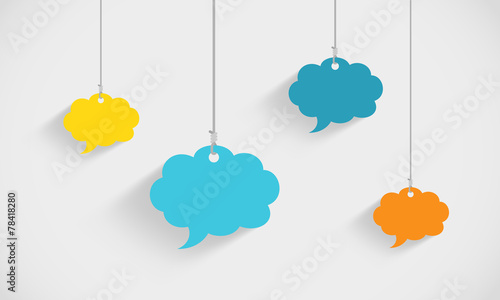 Speech Bubble Clouds Hanging On Strings
