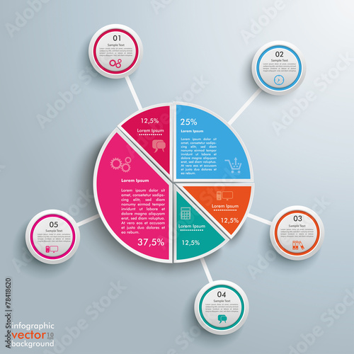 Colored Piechart Molecule 5 Circles