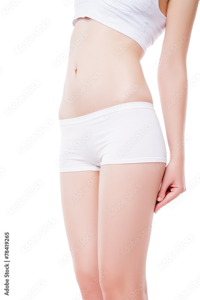 Slim woman's body in underwear.