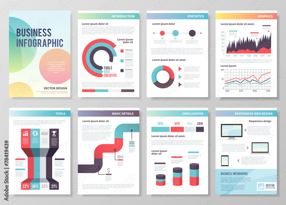 Set of infographic vector business brochures. Modern style. Set of infographic vector business brochures. Modern style.