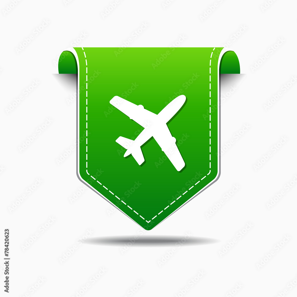 Fototapeta premium Airplane Sign Green Vector Icon Design
