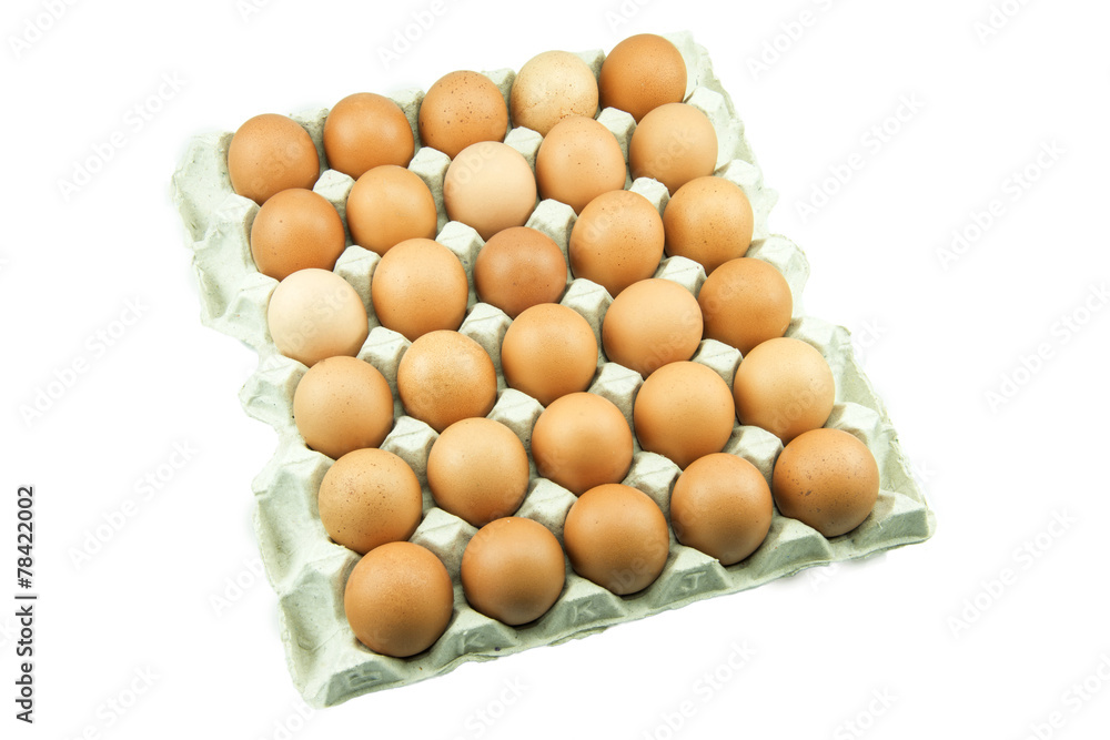 Eggs in paper tray isolated on white Background. Eggs in paper tray isolated on white Background.