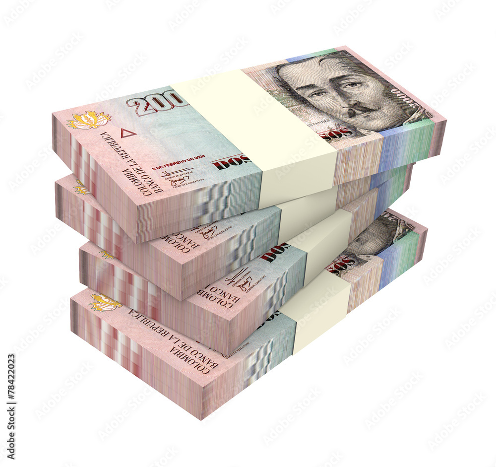 Colombian pesos isolated on white background. Colombian pesos isolated on white background.
