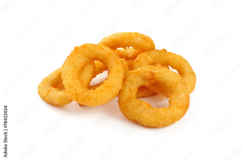 Onion rings isolated on white background