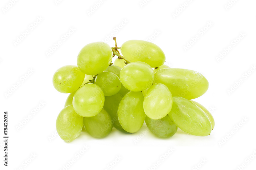 Green grapes, Isolated on white background