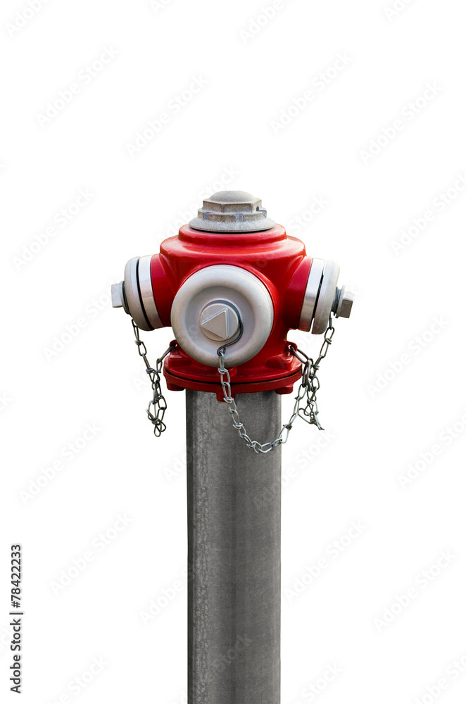Modern red hydrant on isolated white background Modern red hydrant on isolated white background