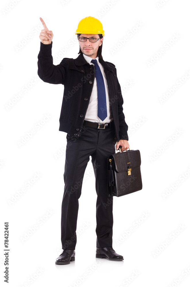 Young construction architect isolated on the white Young construction architect isolated on the white