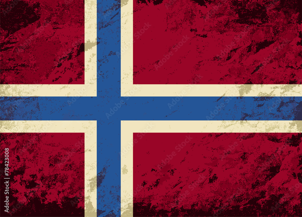 Fototapeta premium Norwegian flag. Grunge background. Vector illustration