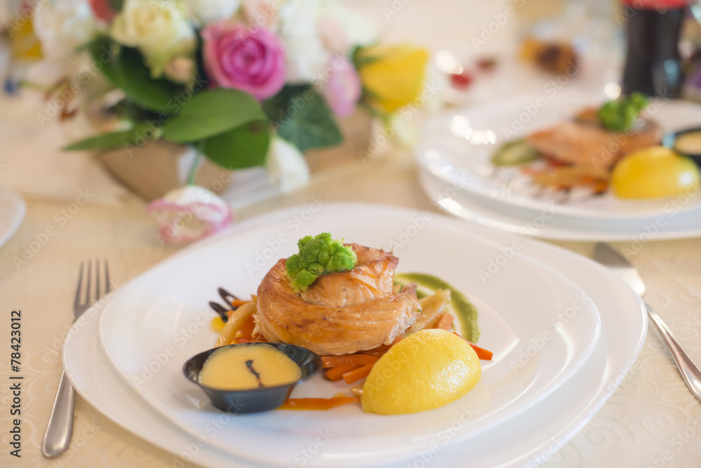 Fish dish - fried fish fillet with vegetables