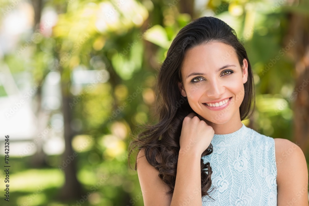 Stylish brunette smiling at camera Stylish brunette smiling at camera
